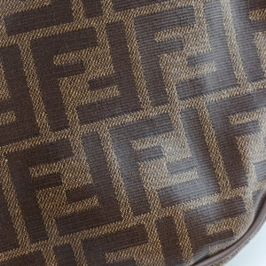 Vintage Fendi Fila Collaboration Zucca Pattern Logomania Brown PVC coated canvas 8BM006 bum bag/waist bag | stylenewstar
