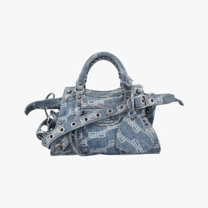 Pre-owned Balenciaga Neo Cagole Blue denim shoulderbag | stylenewstar
