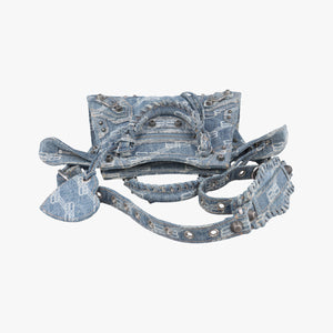 Pre-owned Balenciaga Neo Cagole Blue denim shoulderbag | stylenewstar