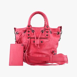 Pre-owned Balenciaga Electric Perforated Motorcycle City Red lambskin shoulderbag | stylenewstar