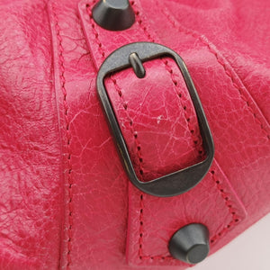 Pre-owned Balenciaga Electric Perforated Motorcycle City Red lambskin shoulderbag | stylenewstar