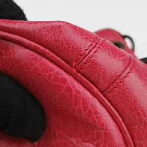 Pre-owned Balenciaga Electric Perforated Motorcycle City Red lambskin shoulderbag | stylenewstar