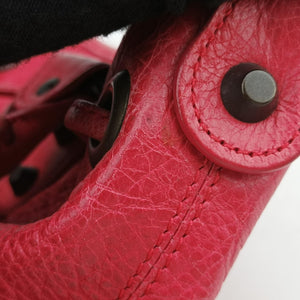 Pre-owned Balenciaga Electric Perforated Motorcycle City Red lambskin shoulderbag | stylenewstar
