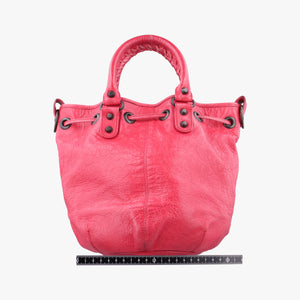 Pre-owned Balenciaga Electric Perforated Motorcycle City Red lambskin shoulderbag | stylenewstar