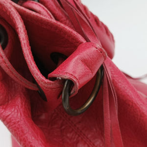 Pre-owned Balenciaga Electric Perforated Motorcycle City Red lambskin shoulderbag | stylenewstar