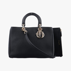 Pre-owned Christian Dior Diorissimo Black Leather shoulderbag | stylenewstar