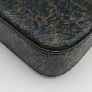 Pre-owned Celine Claude Triomphe Brown PVC coated canvas shoulderbag | stylenewstar