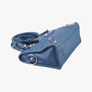 Pre-owned Balenciaga Classic City Mini Blue Lambskin handbag | stylenewstar