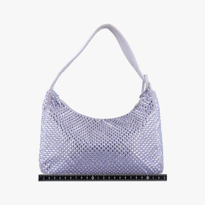 Pre-owned Prada Re-Edition 2000 Hobo Purple Satin×Rhinestones 1BC515 handbag | stylenewstar
