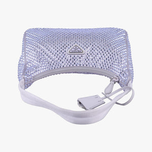 Pre-owned Prada Re-Edition 2000 Hobo Purple Satin×Rhinestones 1BC515 handbag | stylenewstar
