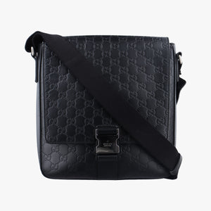Pre-owned Gucci GG Plus GG Supreme Black Leather 406368 shoulderbag | stylenewstar