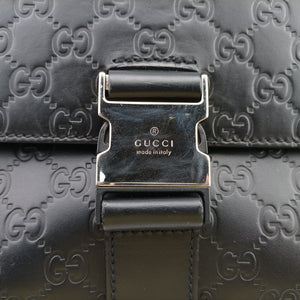 Pre-owned Gucci GG Plus GG Supreme Black Leather 406368 shoulderbag | stylenewstar