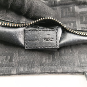 Pre-owned Fendi Zucchino Black Canvas x Leather handbag | stylenewstar
