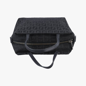 Pre-owned Fendi Zucchino Black Canvas x Leather handbag | stylenewstar