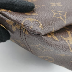 Pre-owned Louis Vuitton PALLAS brown×Bordeaux Monogram Canvas×calf leather M40906 shoulderbag | stylenewstar