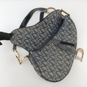 Pre-owned Christian Dior Saddle Navy Jacquard shoulderbag | stylenewstar