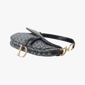 Pre-owned Christian Dior Saddle Navy Jacquard shoulderbag | stylenewstar