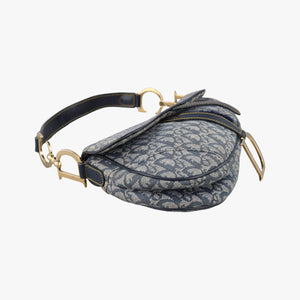 Pre-owned Christian Dior Saddle Navy Jacquard shoulderbag | stylenewstar
