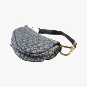Pre-owned Christian Dior Saddle Navy Jacquard shoulderbag | stylenewstar