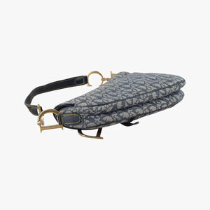 Pre-owned Christian Dior Saddle Navy Jacquard shoulderbag | stylenewstar