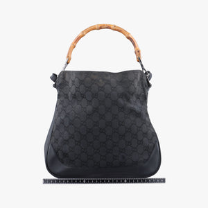 Pre-owned Gucci Bamboo GG Canvas Black canvas×leather 001-40 shoulderbag | stylenewstar