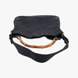 Pre-owned Gucci Bamboo GG Canvas Black canvas×leather 001-40 shoulderbag | stylenewstar