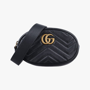 Vintage Gucci GG Marmont Black Leather 476434 bum bag/waist bag | stylenewstar