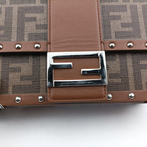 Pre-owned Fendi Zucca Trunk Brown PVC coated canvas×Leather 7VA507 shoulderbag | stylenewstar