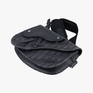 Pre-owned Christian Dior Saddle Black Jacquard bum bag/waist bag | stylenewstar