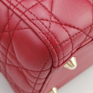 Vintage Christian Dior Lady Dior Red lambskin handbag | stylenewstar