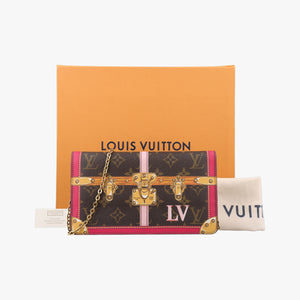Pre-owned Louis Vuitton Pochette Weekend brown×Fuchsia Pink Monogram Canvas M62456 shoulderbag | stylenewstar