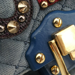 Vintage Dolce & Gabbana Quilted Lucia Embellished Blue Denim shoulderbag | stylenewstar