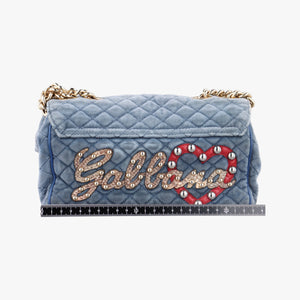 Vintage Dolce & Gabbana Quilted Lucia Embellished Blue Denim shoulderbag | stylenewstar
