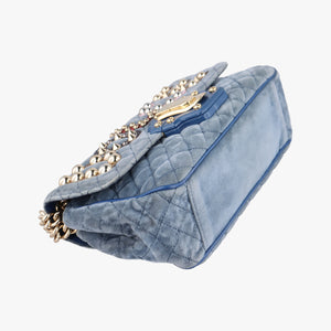 Vintage Dolce & Gabbana Quilted Lucia Embellished Blue Denim shoulderbag | stylenewstar