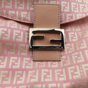 Pre-owned Fendi Mamma Bucket Pink Canvas×Leather 8BR002 shoulderbag | stylenewstar
