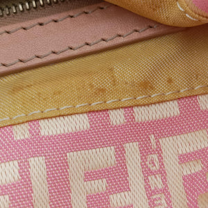 Pre-owned Fendi Mamma Bucket Pink Canvas×Leather 8BR002 shoulderbag | stylenewstar