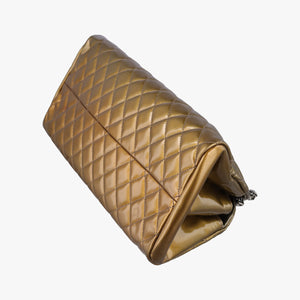 Pre-owned Chanel Mademoiselle Bowling Golden Patent A50557 shoulderbag | stylenewstar