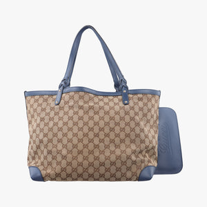 Pre-owned Gucci GG Craft Beige x Blue Canvas×Leather 247209 handbag | stylenewstar