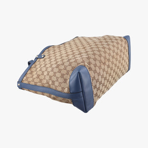Pre-owned Gucci GG Craft Beige x Blue Canvas×Leather 247209 handbag | stylenewstar