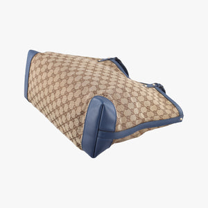 Pre-owned Gucci GG Craft Beige x Blue Canvas×Leather 247209 handbag | stylenewstar