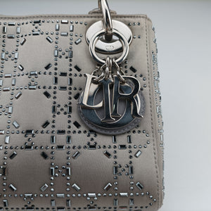 Pre-owned Christian Dior Lady Dior Grey satin shoulderbag | stylenewstar