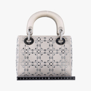 Pre-owned Christian Dior Lady Dior Grey satin shoulderbag | stylenewstar