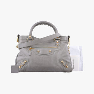 Pre-owned Balenciaga Giant City Grey lambskin shoulderbag | stylenewstar