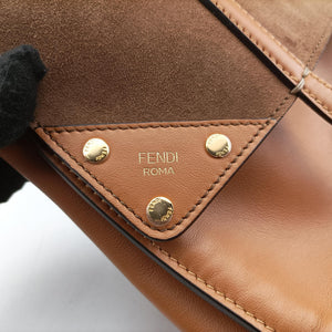 Pre-owned Fendi Flip Brown Suede × Leather 8BT303 shoulderbag | stylenewstar