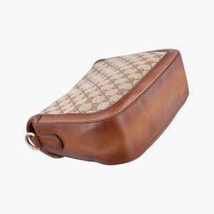 Pre-owned Gucci Horsebit Lady Web Beige×Brown Canvas×Leather 383848 shoulderbag | stylenewstar