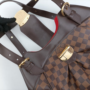 Pre-owned Louis Vuitton SISTINA GM EBENE Damier Canvas N41540 handbag | stylenewstar