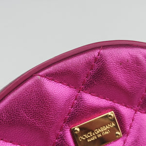 Pre-owned Dolce & Gabbana Round Quilted Pink Leather AP1449 shoulderbag | stylenewstar