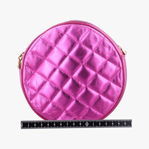 Pre-owned Dolce & Gabbana Round Quilted Pink Leather AP1449 shoulderbag | stylenewstar