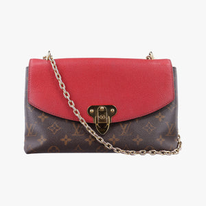Secondhand Louis Vuitton SAINT PLACIDE brown×CERISE Monogram Canvas×calf leather M43713 shoulderbag | stylenewstar
