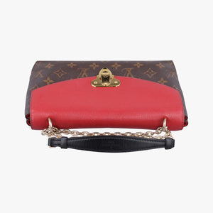 Secondhand Louis Vuitton SAINT PLACIDE brown×CERISE Monogram Canvas×calf leather M43713 shoulderbag | stylenewstar
